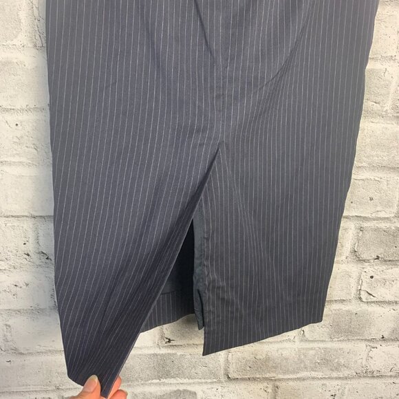 Vintage 90s Holt Renfrew Navy Pinstripe Straight Pencil Skirt - Picture 5 of 12